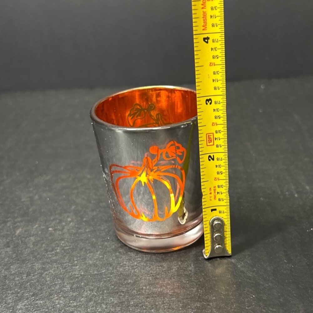 Yankee Candle Flickering Pumpkin Tea Light Votive Glass Orange - Set Of 5 - Picture 3 of 4